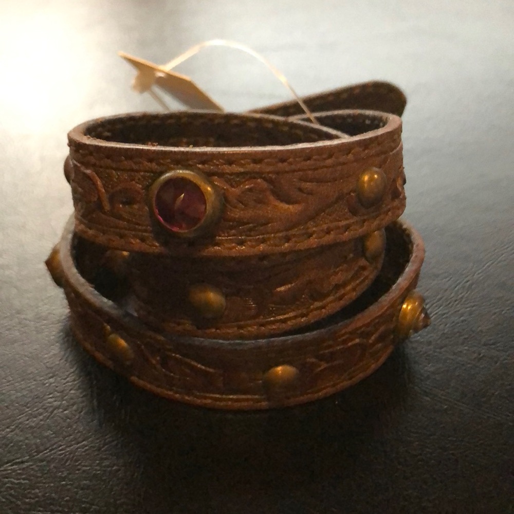 Ralph Lauren studded jewel tooled leather bracelet - Picture 4 of 6